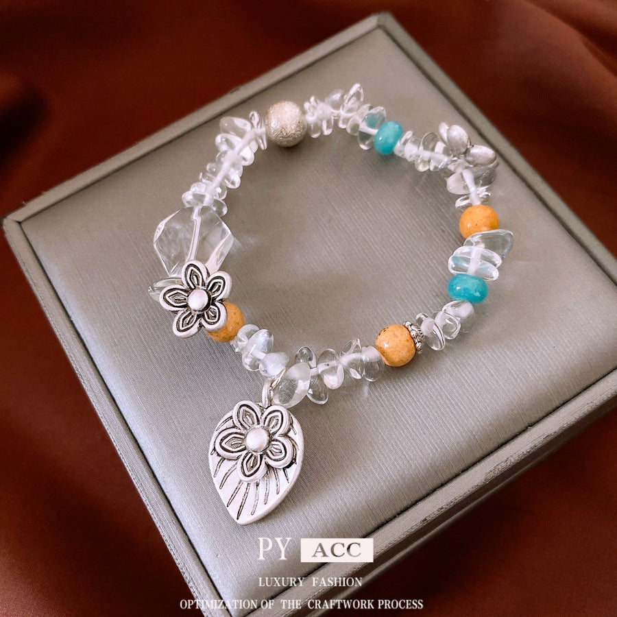 Retro Ethnic Style Gravel Flower Bracelet Fashion Personality High Sense Bracelet Exquisite Minority All-match Bracelet For Women