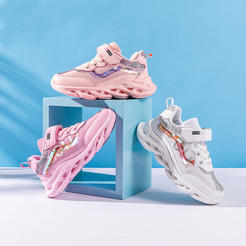 Three-layer mesh girls sneakers