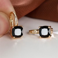 Square Zircon Inlaid Ear Hook Korean Style Fashion All-matching