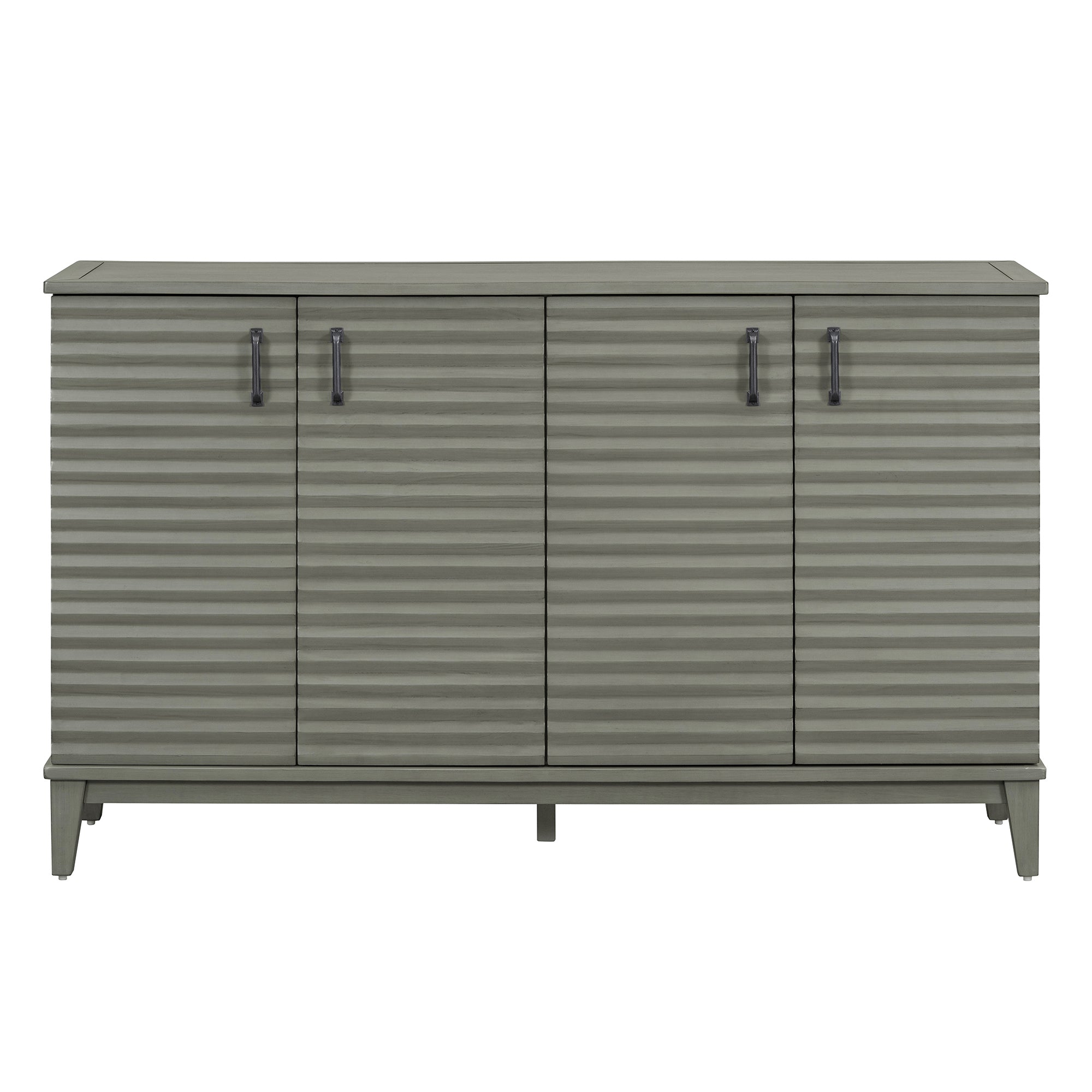 TREXM side panel with 4-door large storage buffet, adjustable shelves and metal handles (antique gray)