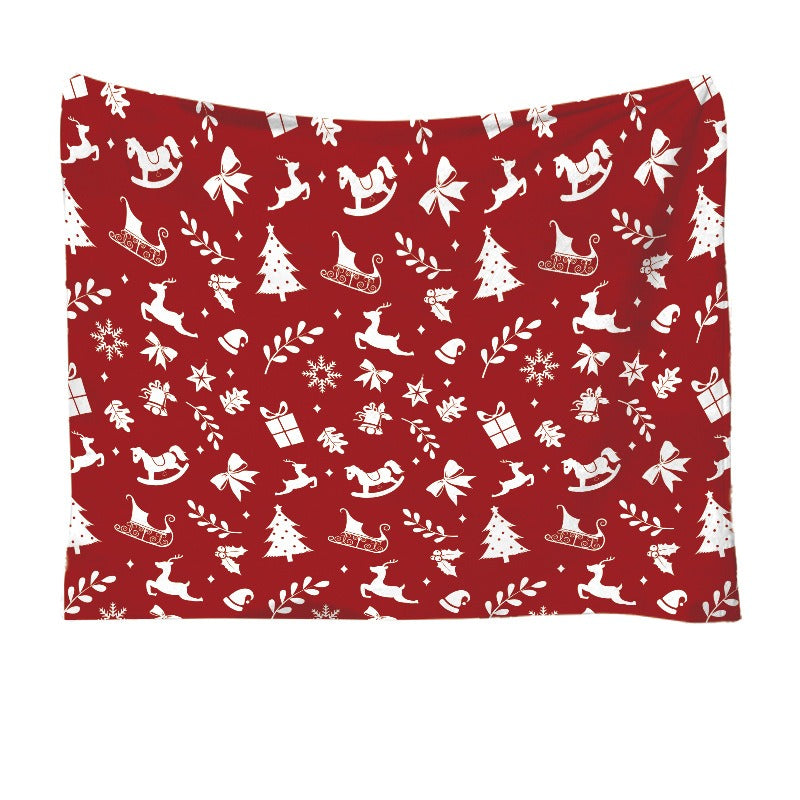 Christmas Flannel Printed Blanket Office Nap Blanket Throw Blanket Air Conditioning Blanket