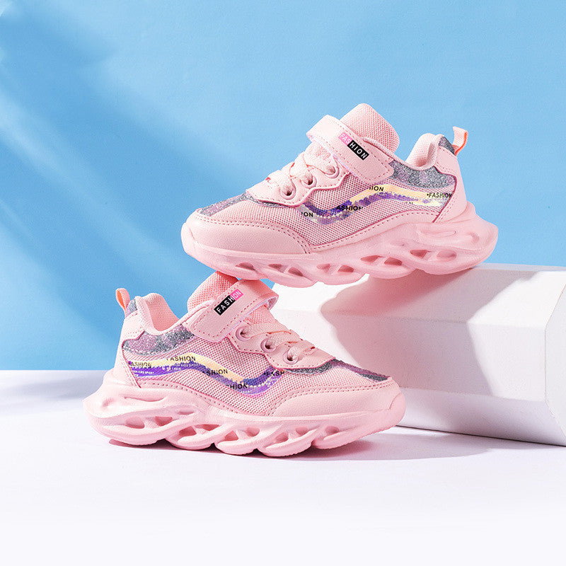 Three-layer mesh girls sneakers