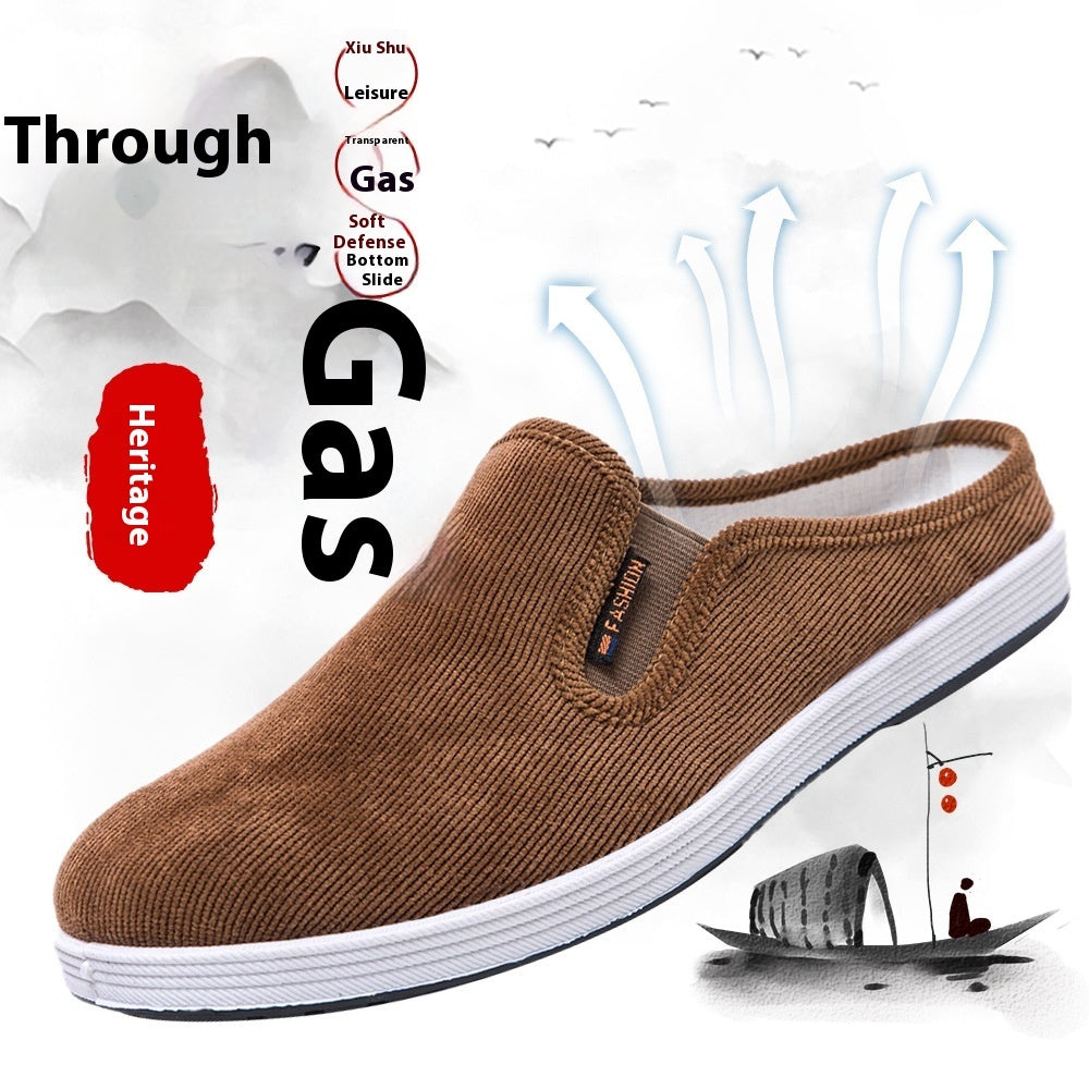 Casual Breathable All-match Sneakers Slip-on Heel-free Half Support Non-slip Men's Shoes
