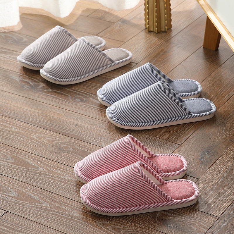 Household Stripes Home Indoor Non Slip Cotton Slippers