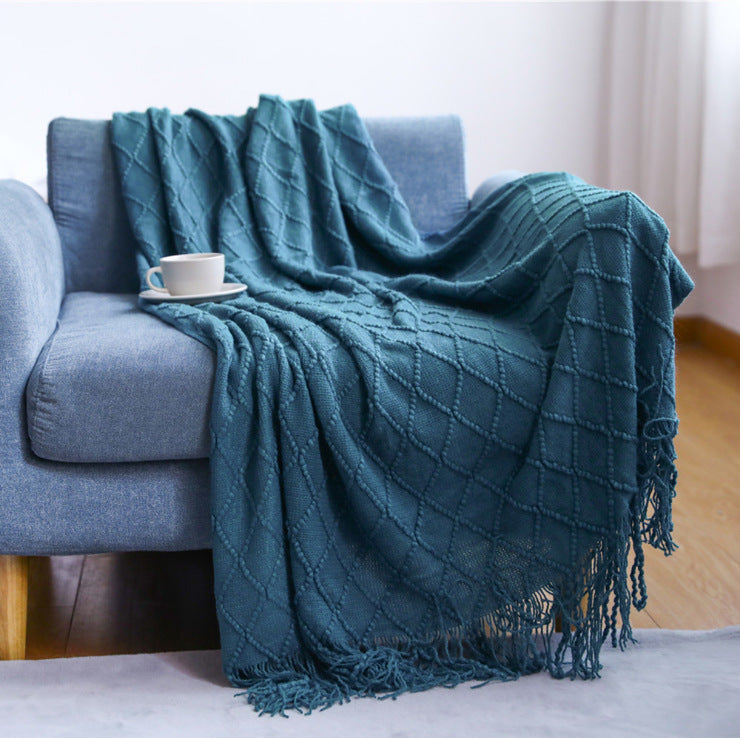 Diamond Flower Sofa Blanket Cover Blanket Bed End Blanket Knitted Air Conditioning Blanket Tassel Napping Blanket Multifunctional Decorative Blanket