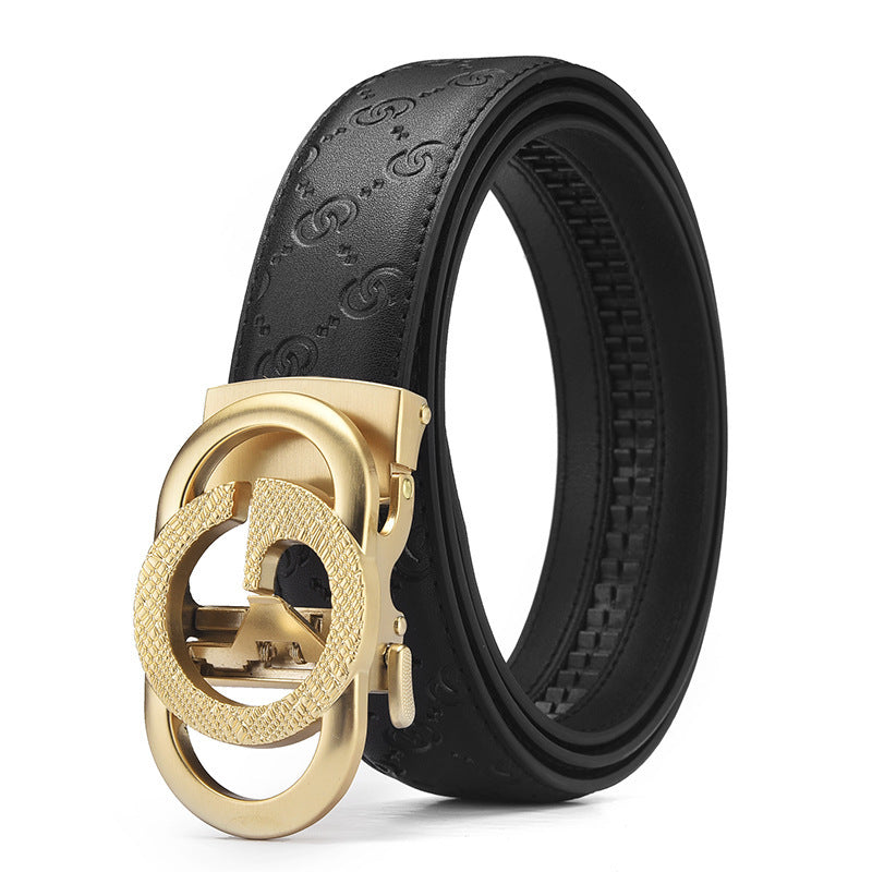 Men's Genuine Leather Alloy Automatic Buckle Versatile Korean Business Casual Fashion Belt