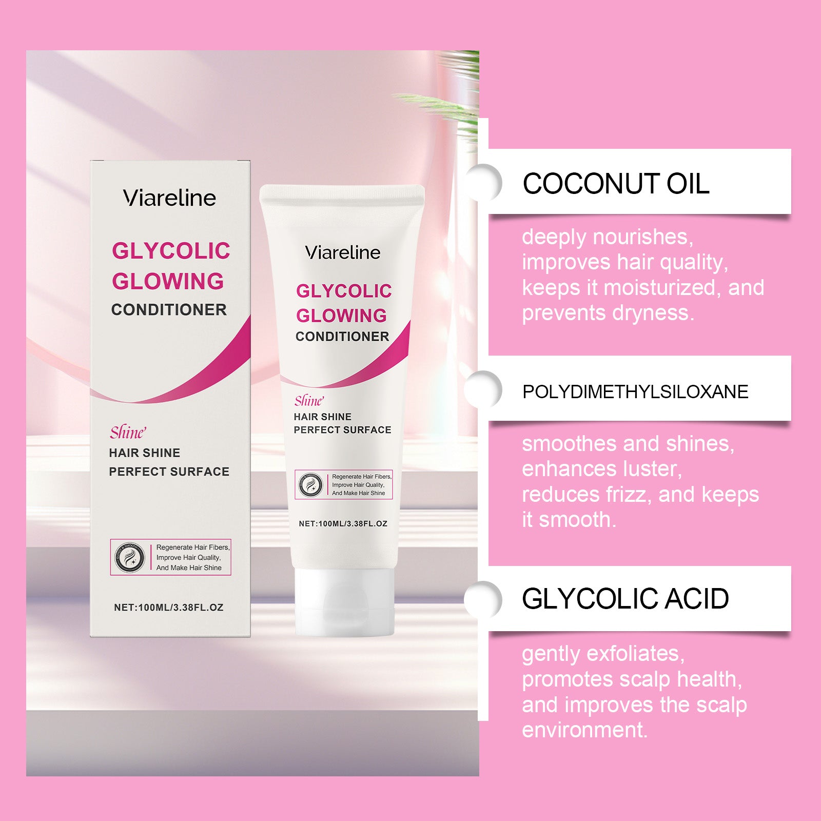 Viareline Glossy Nourishing Conditioner For Improving Dry Hair And Smoothing Smoothing Conditioner For Repairing And Smoothing
