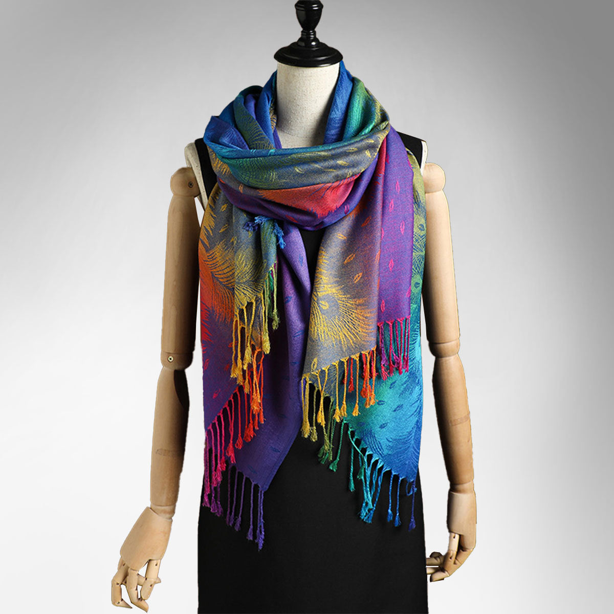 Big shawl long women's tassel feather scarf