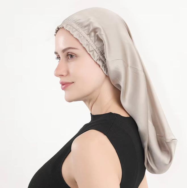 Sleeping cap mulberry silk long hair cap fungus side length cylindrical cap