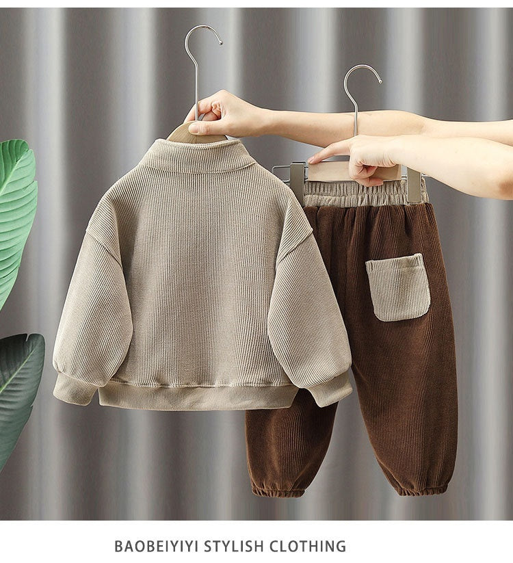 Boys' Minimalist Printed Hoodie And Pants Set