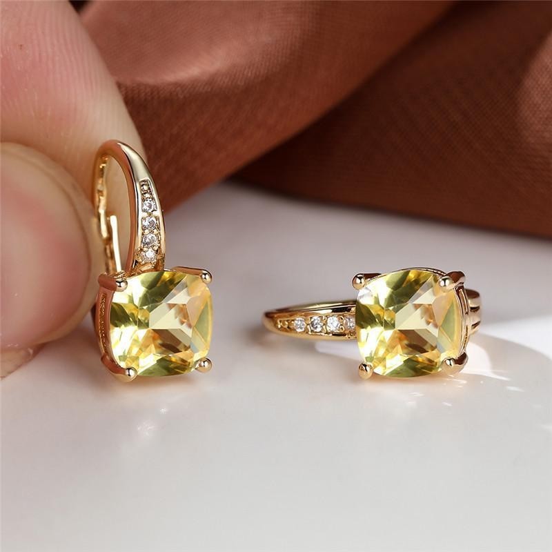 Square Zircon Inlaid Ear Hook Korean Style Fashion All-matching