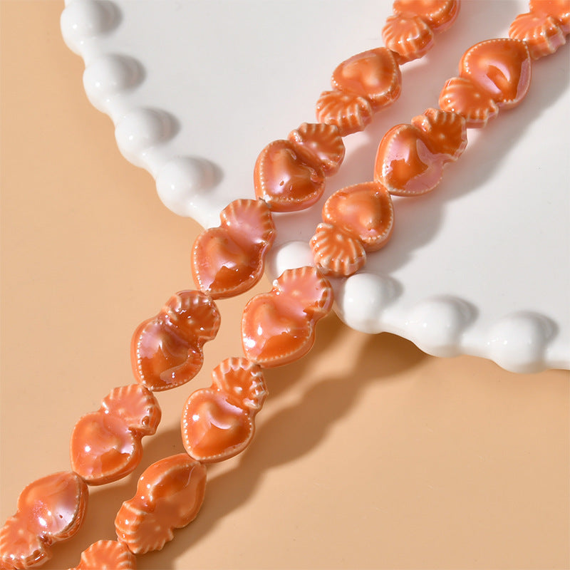 Cream Color Love Heart Small Torch Straight Hole Ceramic Beads