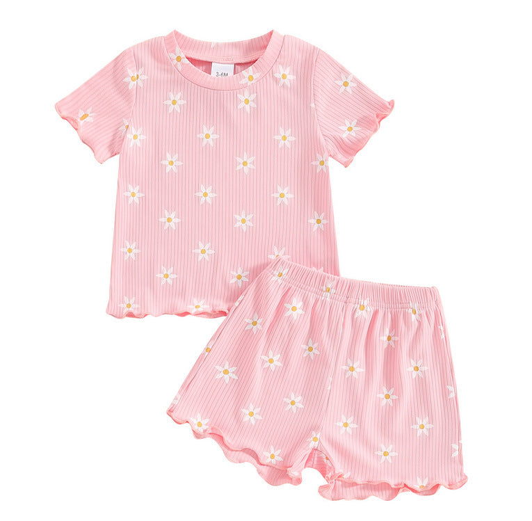 Girls' Printed Tops Casual 2 Pieces Suit