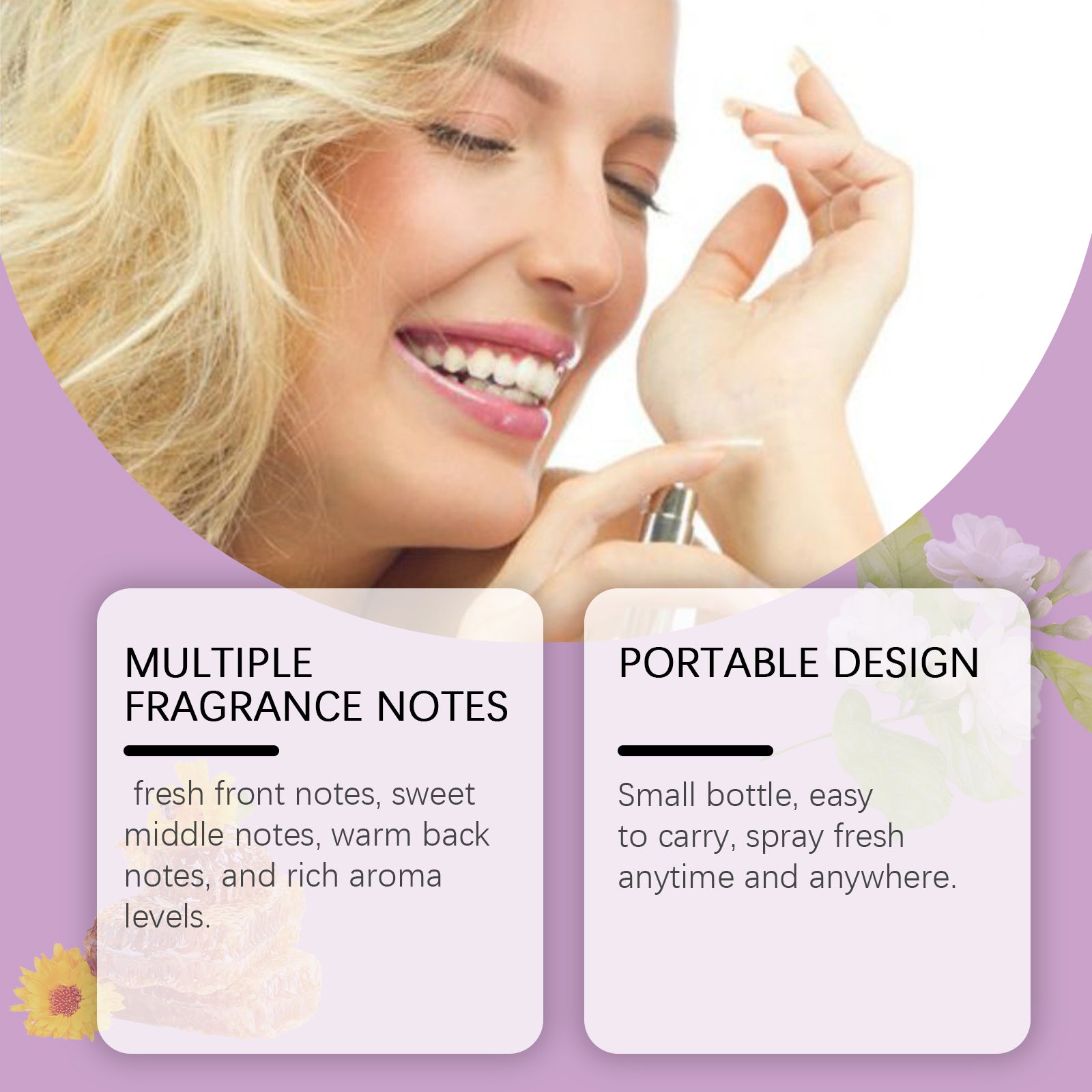 Roxelis Nectar Rock Sugar Fragrance Spray, Fragrant Fruit Fragrance Fresh Summer Women's Long-Lasting Portable Perfume