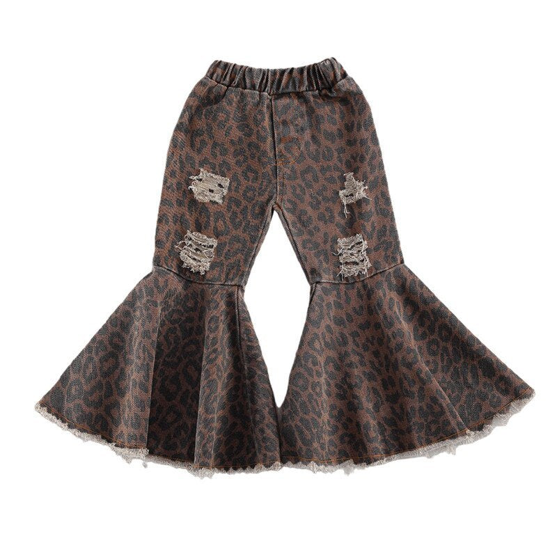 Girls leopard-print flared pants