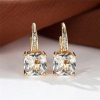 Square Zircon Inlaid Ear Hook Korean Style Fashion All-matching