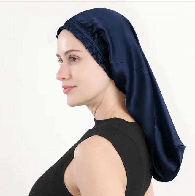 Sleeping cap mulberry silk long hair cap fungus side length cylindrical cap
