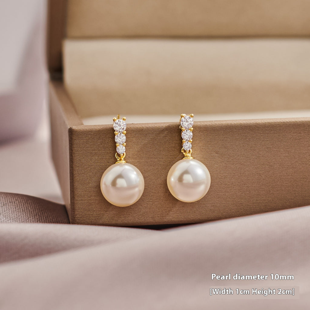 Cross Loving Heart Zircon Pearl 925 Silver Needle Geometric Ear Studs