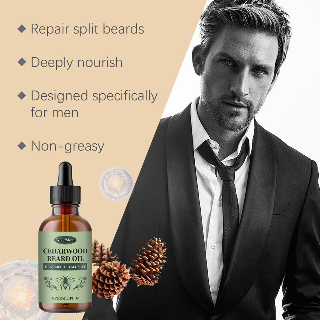 WoodSleep Men's Beard Care Essential Oil Nourishes Shine And Softens Beard Smoothness Care Essential Oil