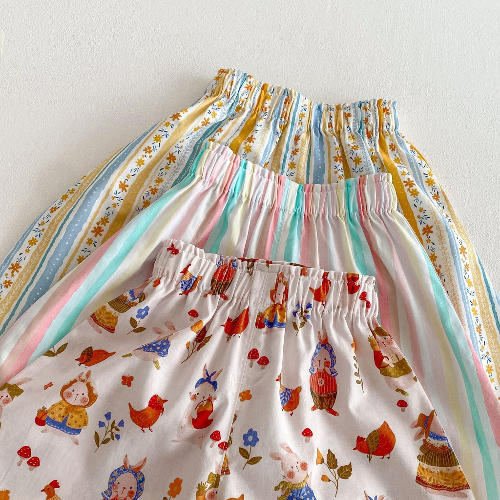 Girls' Anti-mosquito Pants Striped Floral Casual Pants