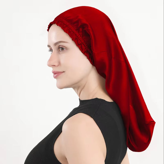 Sleeping cap mulberry silk long hair cap fungus side length cylindrical cap