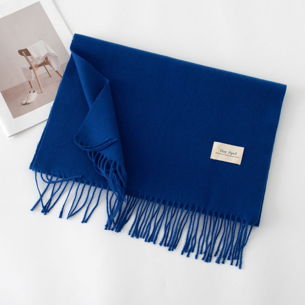 Cashmere Feel Solid Color Scarf for Women Imitation Cashmere Autumn Winter Atmosphere Korean Style Versatile Medium-Length Shawl Neck Warmer