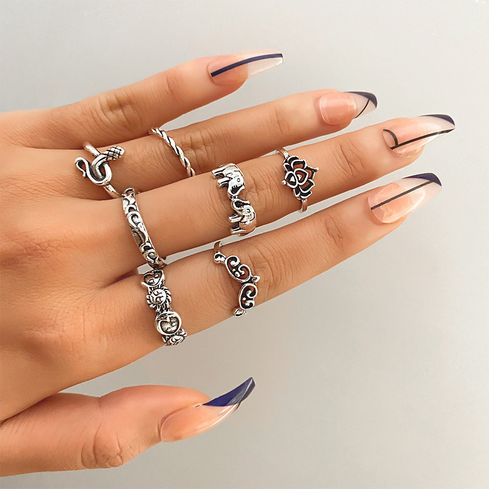 Fashion Personality Butterfly Snake Ring Suit Combination Opening