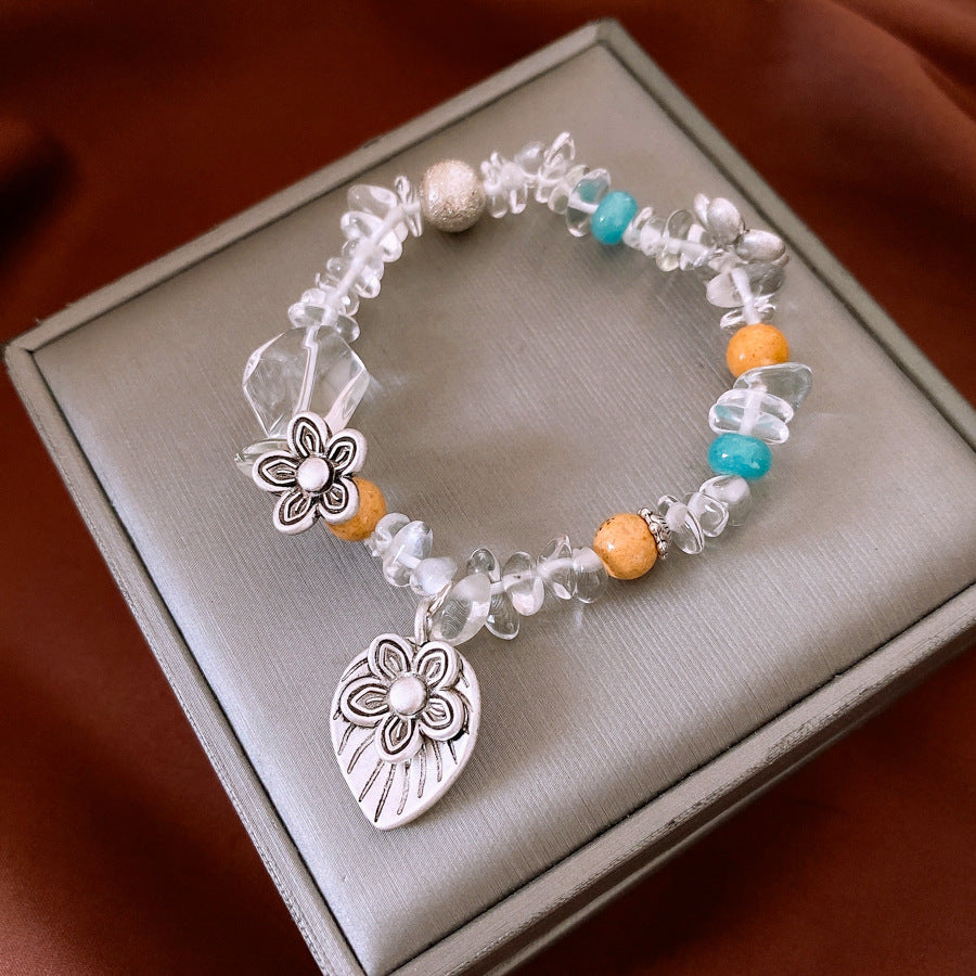 Retro Ethnic Style Gravel Flower Bracelet Fashion Personality High Sense Bracelet Exquisite Minority All-match Bracelet For Women