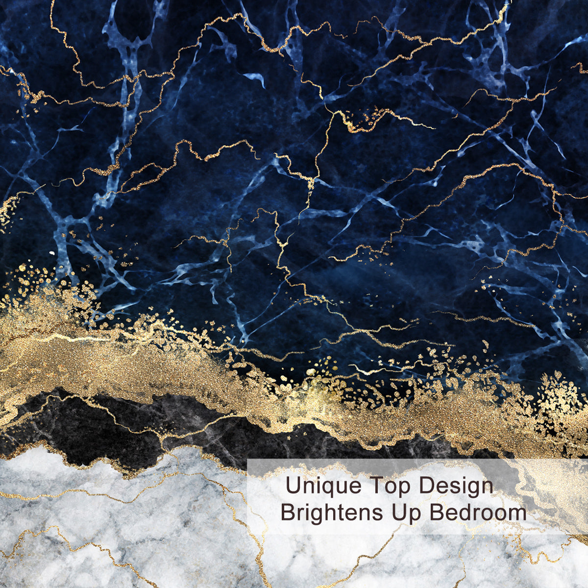 Chic Marble Bedding White Marble Gilded Navy Blue Duvet Cover Set Trendy Printed Design Bed Quilt Cover Set King 1 Duvet Cover 2 Pillowcases