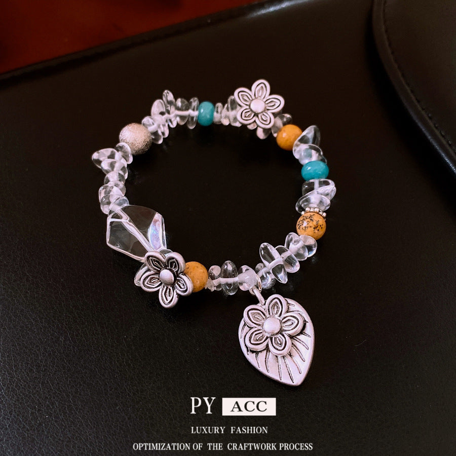 Retro Ethnic Style Gravel Flower Bracelet Fashion Personality High Sense Bracelet Exquisite Minority All-match Bracelet For Women
