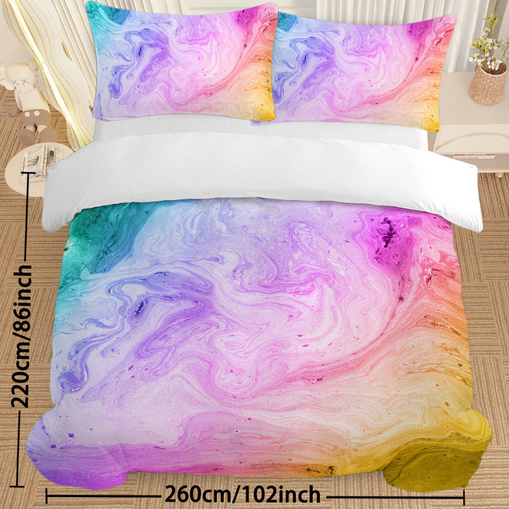 Girly Duvet Cover Rainbow Glitter Ombre Bedding Sets 3 Pcs Chic  Purple Blue Green Pastel Bed Spreads Sparkle Quilt Cover Set With 2 Pillow Shams