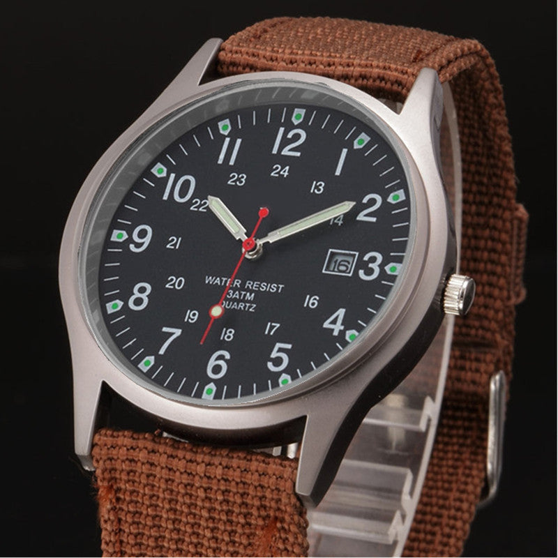 Watches Fabric Band Military Calendar Army Clock