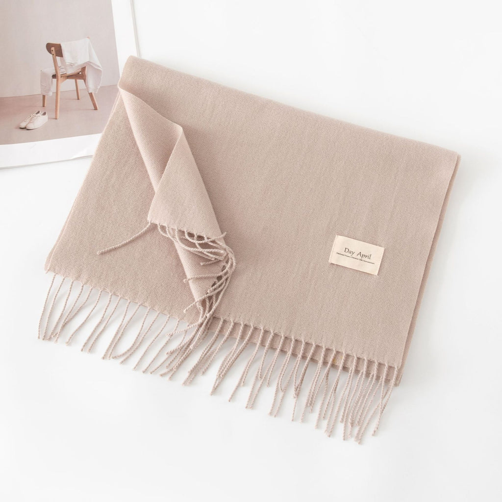 Cashmere Feel Solid Color Scarf for Women Imitation Cashmere Autumn Winter Atmosphere Korean Style Versatile Medium-Length Shawl Neck Warmer