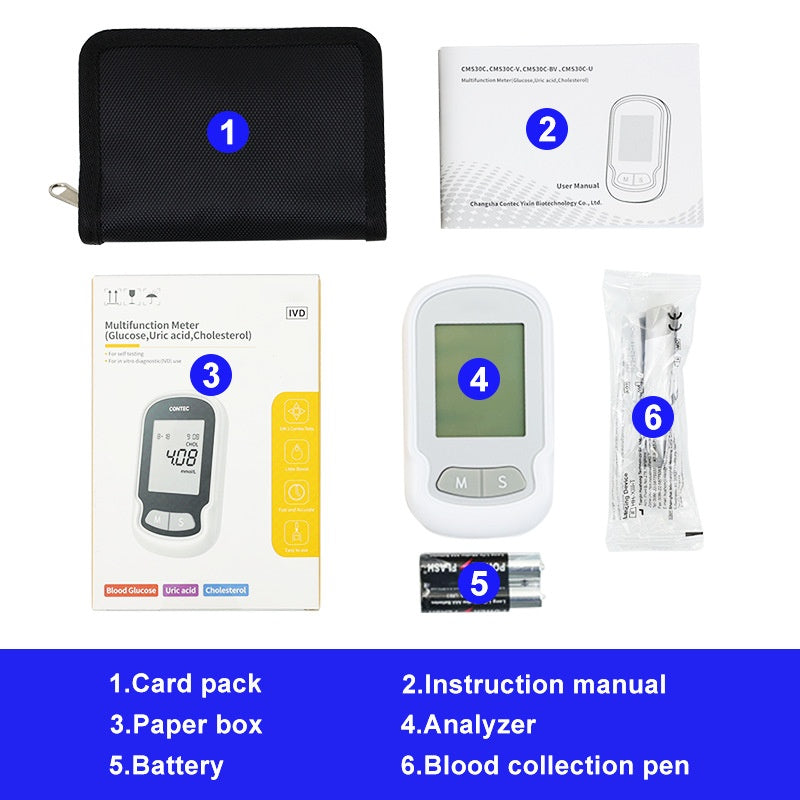 Total cholesterol analyzer uric acid detector household blood glucose tester three in one