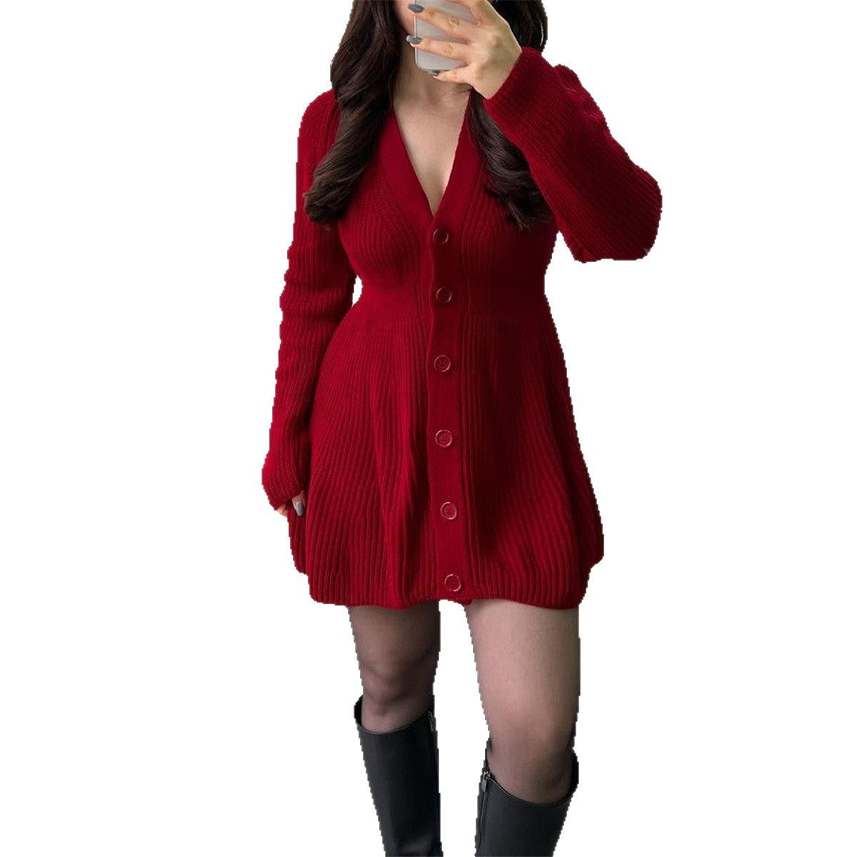 Casual Long Sleeve Dress Sweater Wool