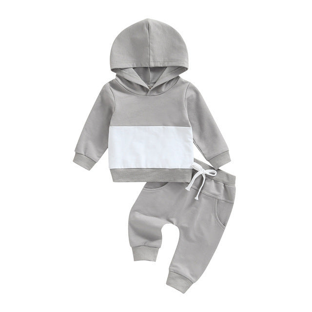 Boys Patchwork Hoodie Suit Fashion Casual