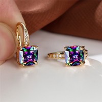 Square Zircon Inlaid Ear Hook Korean Style Fashion All-matching