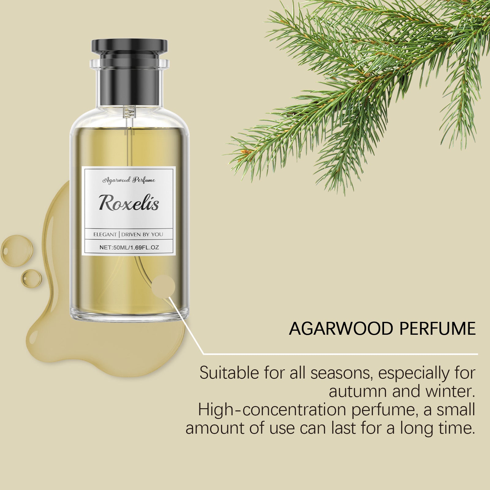 Roxelis Aloes Cedar Wood Perfume Daily Portable Lasting Fragrance Fresh And Elegant Niche Exudes Charm Fragrance
