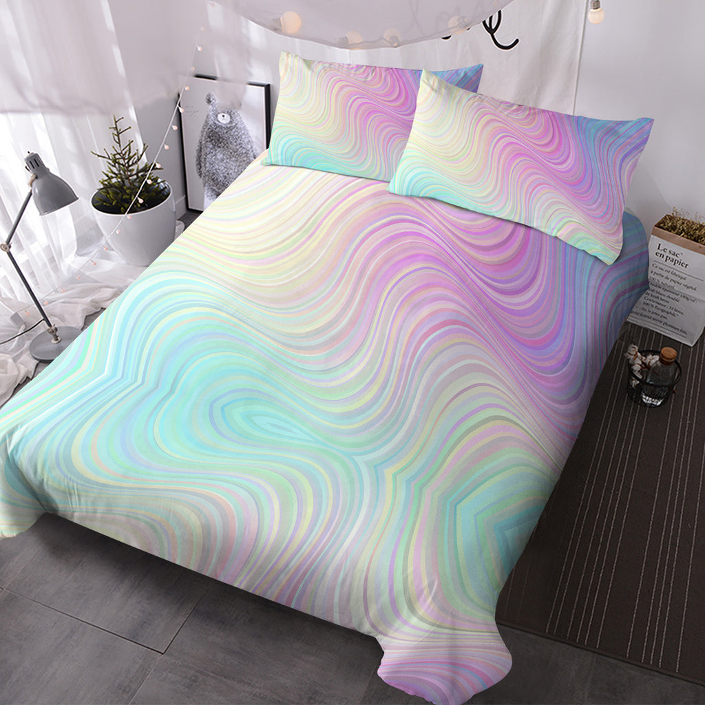 Girly Duvet Cover Rainbow Glitter Ombre Bedding Sets 3 Pcs Chic Purple Blue Green Pastel Bed Spreads Sparkle Quilt Cover Set With 2 Pillow Shams
