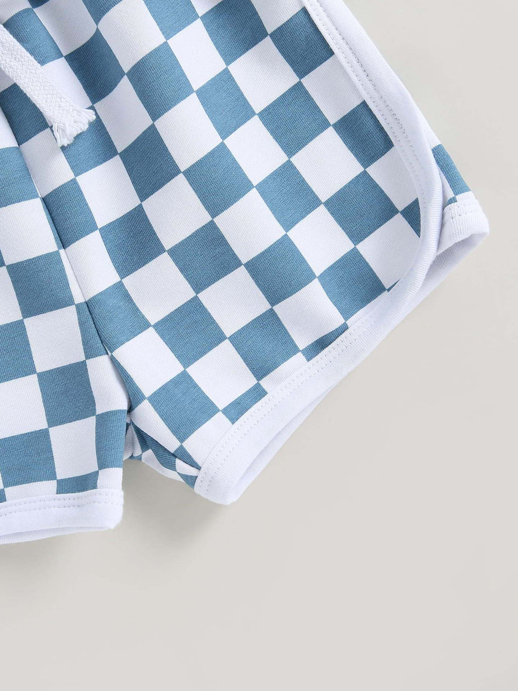 Baby Boy Shorts Short Sleeve Printed Chessboard Plaid Two-piece Set