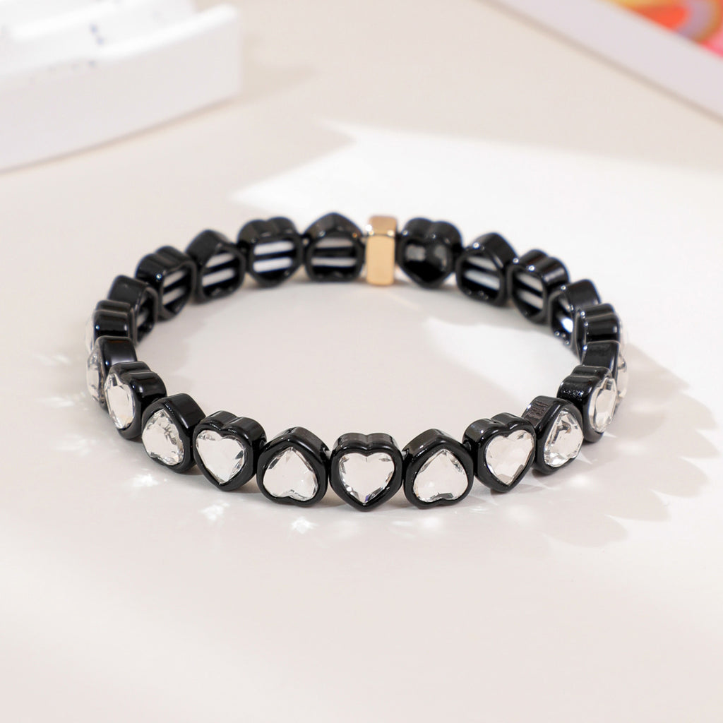 Rainbow Enamel Alloy Heart Bracelet Colorful Fashion Creative Stretch Bracelet