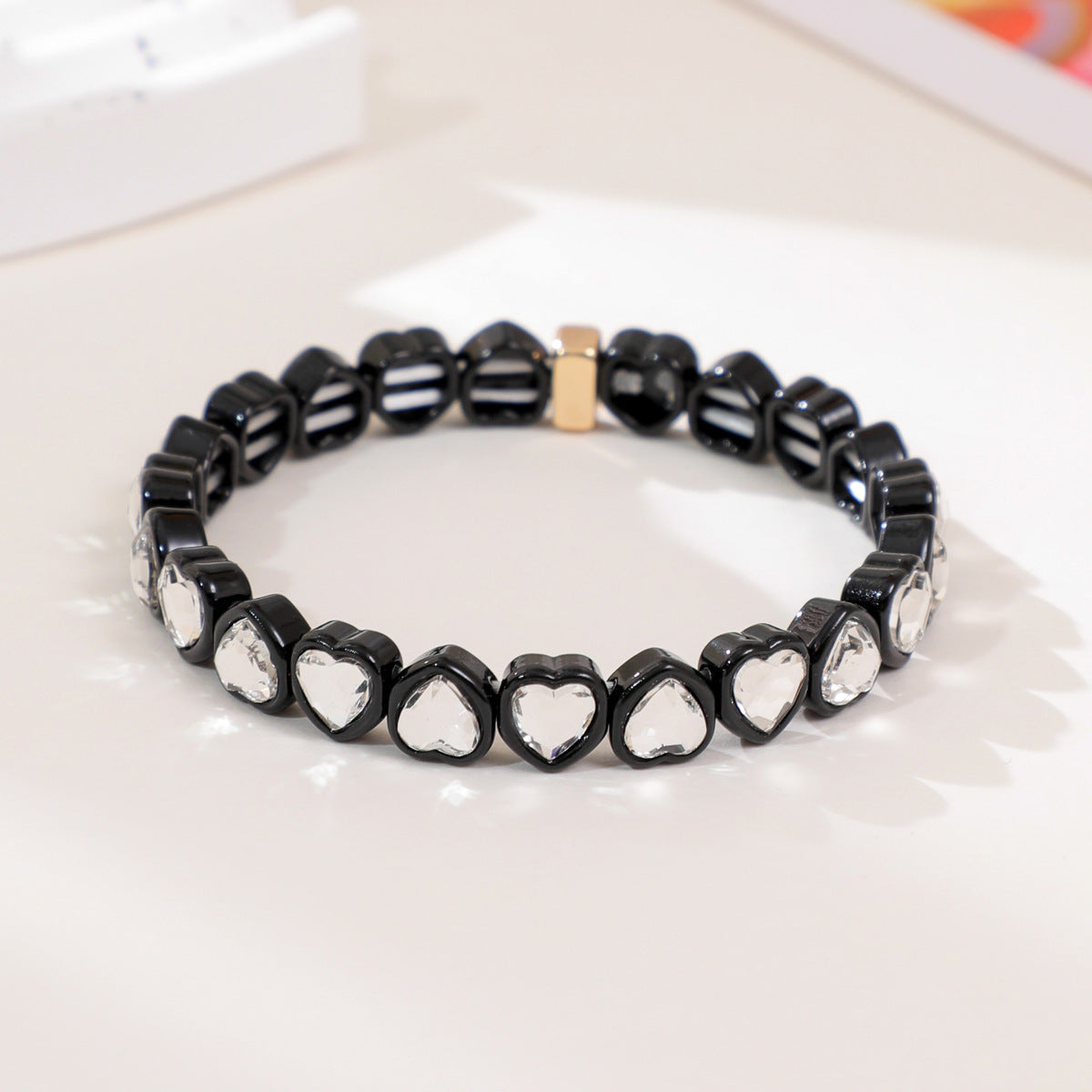 Rainbow Enamel Alloy Heart Bracelet Colorful Fashion Creative Stretch Bracelet