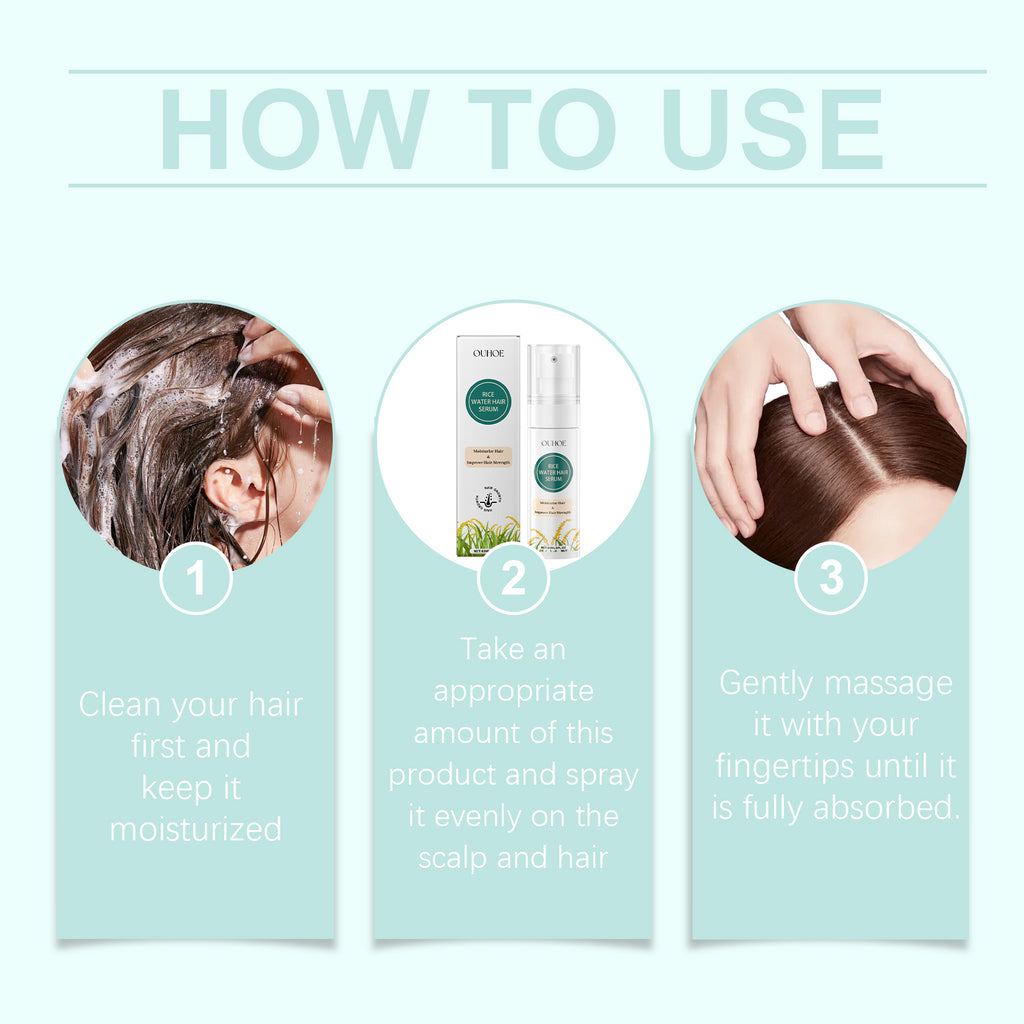 OUHOE Rice Water Hair Repair Spray, Scalp Repair Nourishes Dry And Irritated Hair Moisturizing Hair Treatment Spray