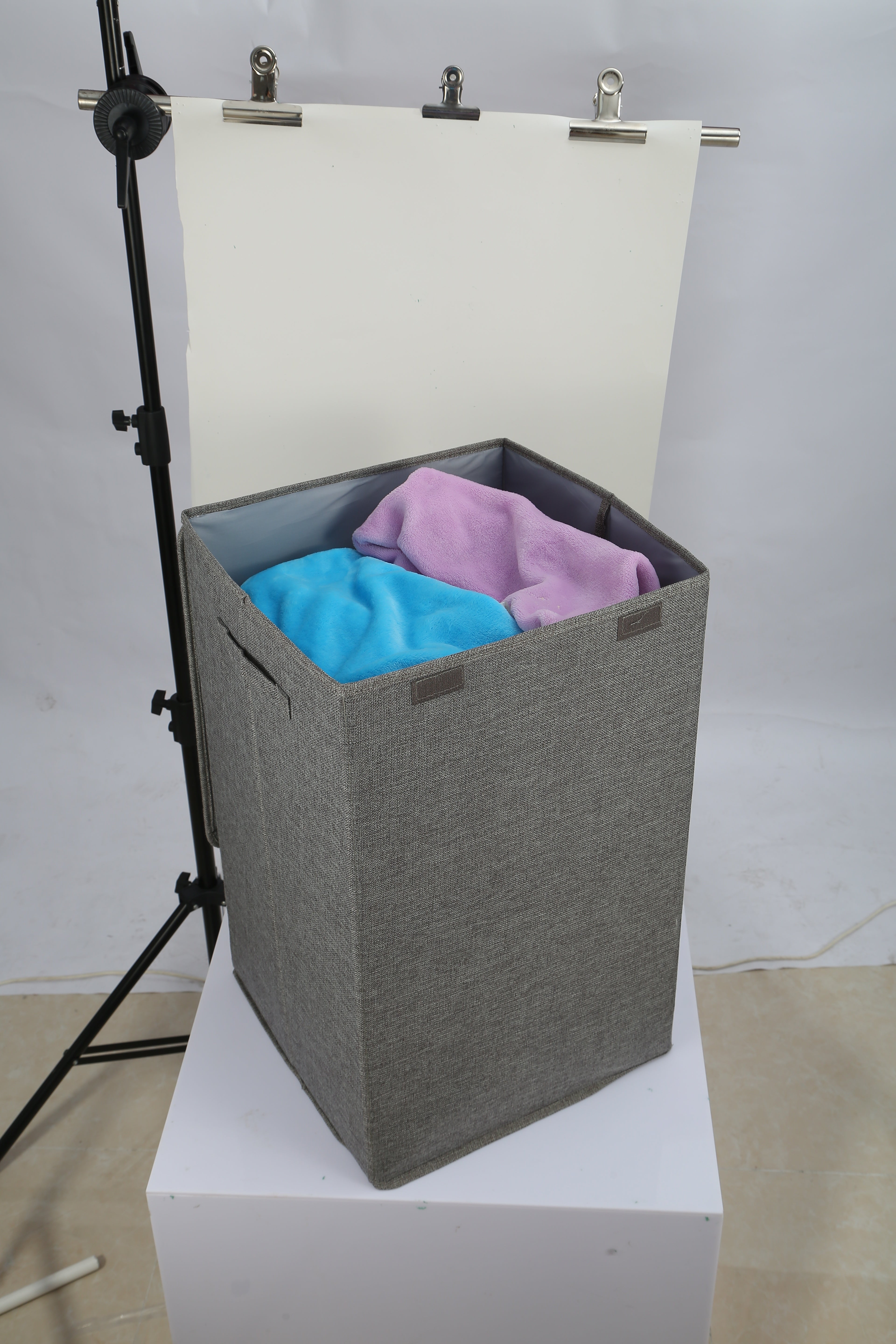 1Pc Foldable Laundry Hampers Washing Clothes Laundry Basket With Lid Handles Storage Organizer