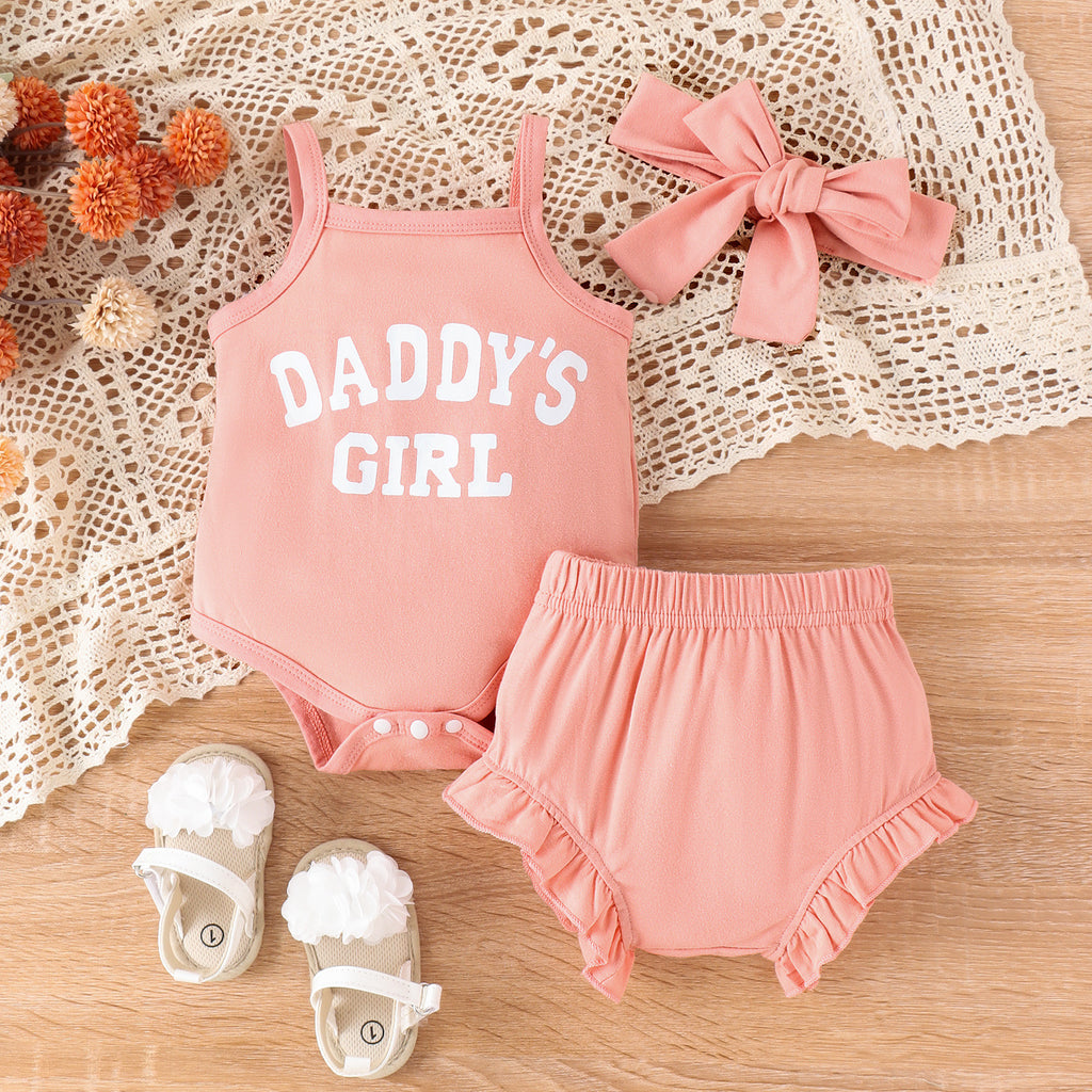 Girls' Letter Camisole Shorts Suit Summer