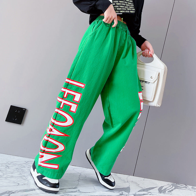 Girls Letter Straight Leg Pants Suit