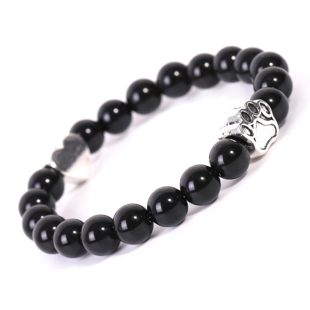 Tigereye Indian Agate Dog's Paw Bracelet Fashion Love Heart