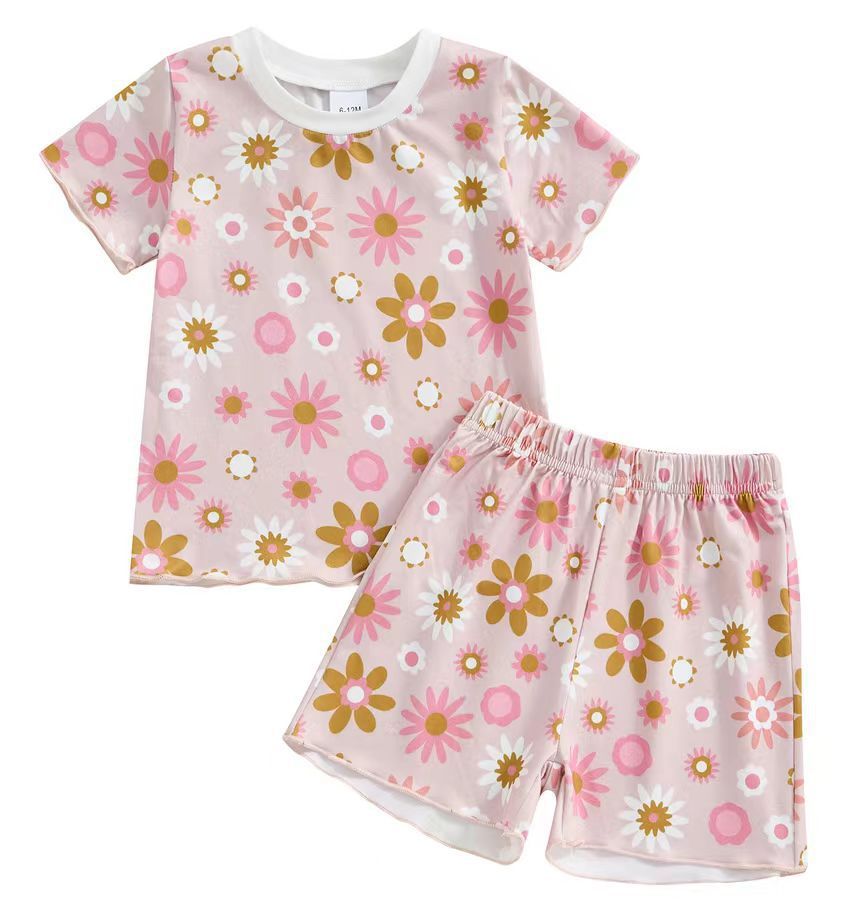 Girls' Printed Tops Casual 2 Pieces Suit