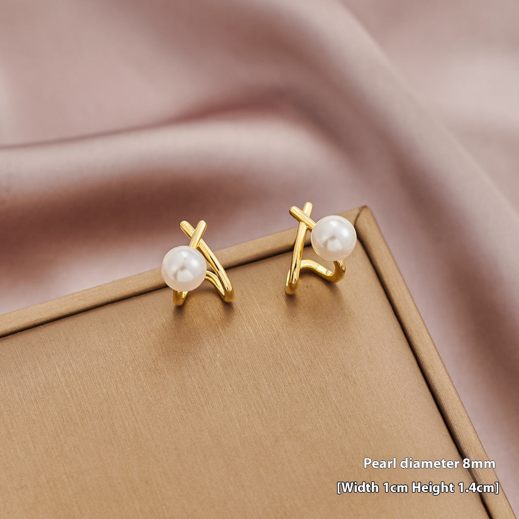 Cross Loving Heart Zircon Pearl 925 Silver Needle Geometric Ear Studs