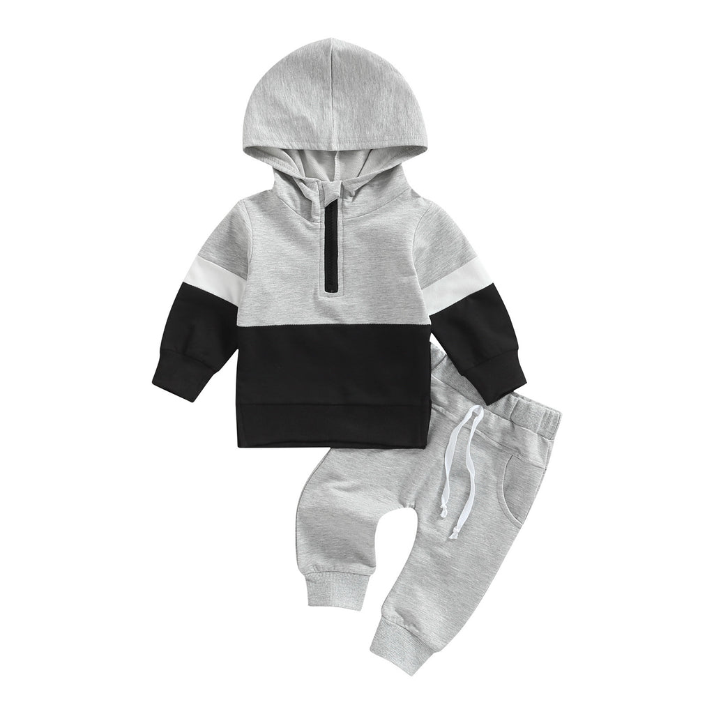Boys And Girls Hooded Casual Long Sleeve Stitching Hoodie Autumn Children's Suit